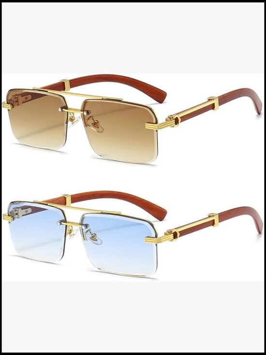 Rimless Rectangle Sunglasses Unisex Frameless Square UV 400 Protection main image 5